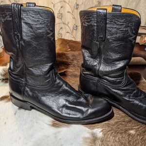 Lucchese black leather boots size 12